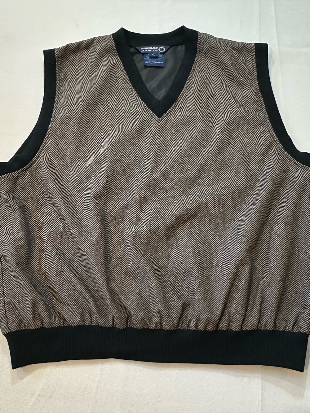 Sunderland of Scotland Golf Wind Vest XL Navy Gray Herringbone